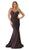 May Queen - RQ-7756 Deep V-neck Long Trumpet Dress In Red and Multi-Color