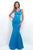 Alexia Designs - 4254 Illusion Lace Appliqued Back Mermaid Gown In Blue