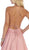 May Queen - MQ1642 Halter Neck Tie String Back A-Line Satin Gown In Pink
