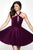 Blush - 11629 Rhinestone Accented Halter Velvet A-line Dress