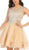 May Queen - MQ1681 Embellished Illusion Bateau Tiered A-line Dress In Nude