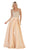 May Queen - MQ1632 Beaded V-Neck Pleated Ballgown In Nude