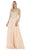 May Queen - MQ1615B Applique Long Sleeve A-line Dress In Nude