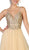 May Queen - MQ1669 Embellished Deep V-neck A-line Gown In Neutral and Gold