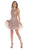 May Queen - MQ1653 Glitter Mesh Sleeveless V Neckline Cocktail Dress In Neutral and Brown