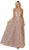 May Queen - RQ7769 Embellished Deep V-neck Pleated Ballgown In Neutral