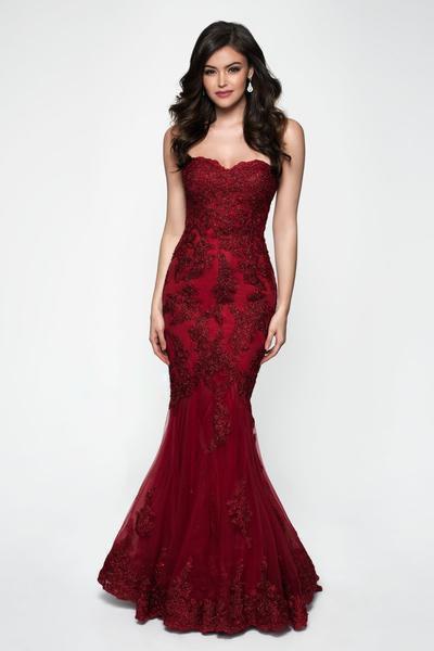 Blush - 11652 Beaded Lace Appliqued Strapless Mermaid Gown