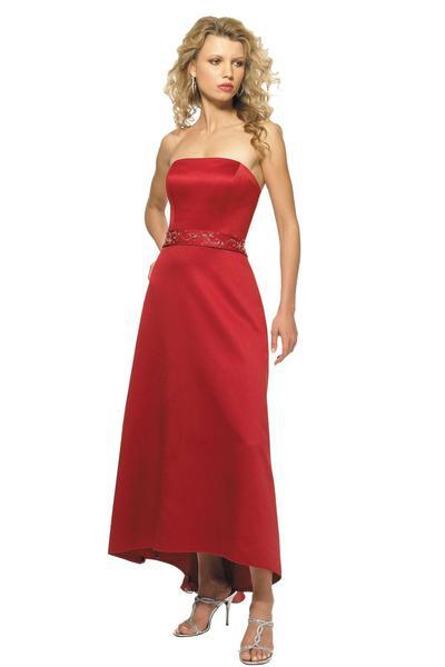Alexia Designs - 800 Beaded Accented Waistband Satin A-Line Gown In Red