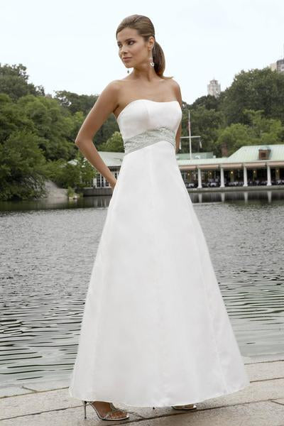 Alexia Designs - 2810 Strapless Inverted Basque A-Line Gown In White and Gray