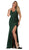 May Queen - MQ1655 Plunging Halter V-neck Trumpet Dress In Green