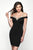 Blush Black - B124 Crystal Crusted Cut-In Shoulder Sheath Dress