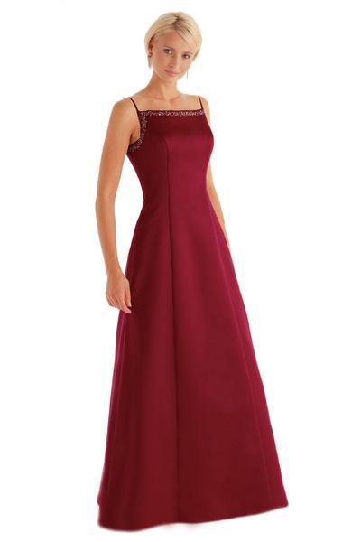 Alexia Designs - 1604 Bead Embellished Square Neck Dress In Red