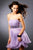 Blush - 9117 Pleated Straight Across Neck Beaded A-line Dress In Purple