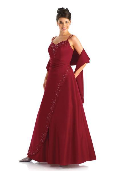 Alexia Designs - 2114 Bead Embellished V-Neck A-Line Dress In Red