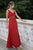 Alexia Designs - 826 V-Neck Beaded Waist Dress In Red
