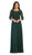 May Queen - MQ1637 Illusion Quarter Sleeve Appliqued Sheath Gown In Green