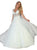 May Queen - RQ7765 Bead Embellished Illusion A-Line Gown In White and Green
