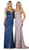 May Queen - RQ7758 Plunging Sweetheart Sheath Dress In Blue and Purple