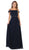 May Queen - MQ1611 Pleated Square A-Line Evening Dress In Blue