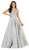 May Queen - MQ1685 Sleeveless Beaded Mesh Lace Back A-Line Satin Gown In Silver