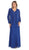 Shimmering Chevron Detailed Evening Gown with Long Sleeve Sheer Jacket