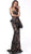 Jovani - 61524 Lace Applique Strapless Trumpet Dress In Black and Neutral