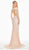 Ashley Lauren - 1560 Off Shoulder Halter Sequin Evening Dress In Neutral and Pink