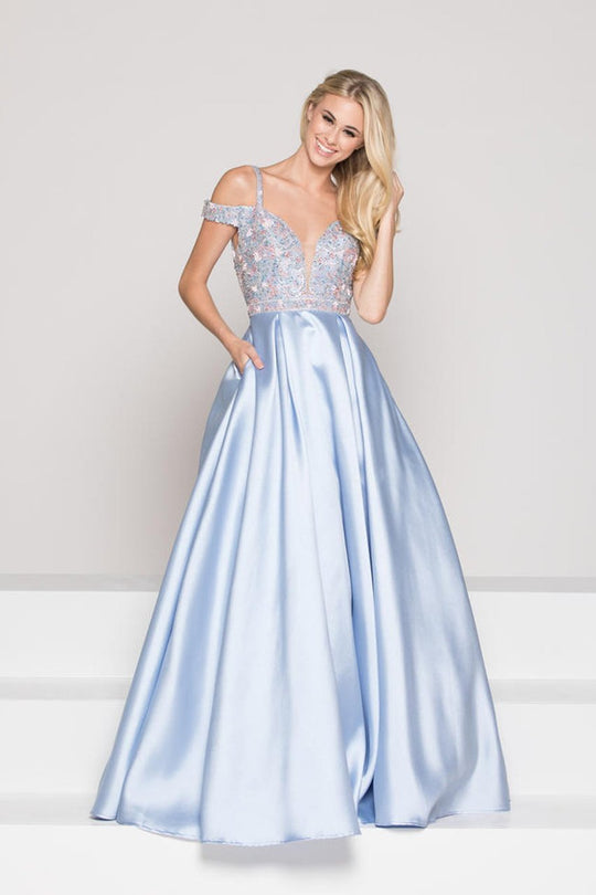 Colors Dress - 1948 Embellished V-neck Ballgown In Blue