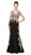 Dancing Queen - 2412 Sleeveless Embroidered Trumpet Dress In Black and Gold