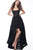 Jovani - 65857 Square Neck Laced and Embellished High-Low Dress In Black