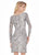 Ashley Lauren - 4122 Fully Beaded Long Sleeve Sheath Cocktail Dress In Silver