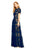 Tadashi Shoji - Lace Gathered Jewel A-Line Dress In Blue