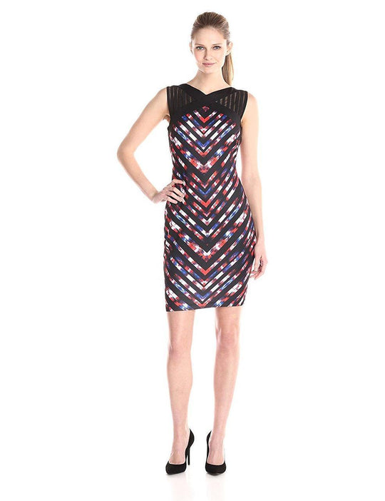 Jax 1ZBJ93M Multi-Colored V Printed Dress in Blue, Multi Color