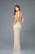 Scala - 48933 Sequined Scalloped V-neck Sheath Dress In Neutral