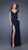 La Femme - Elegant Lace Cap Sleeve Evening Dress 20011 In Blue