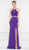 Colors Dress - 2002 Bejeweled High Halter Cutout Long Gown in Purple