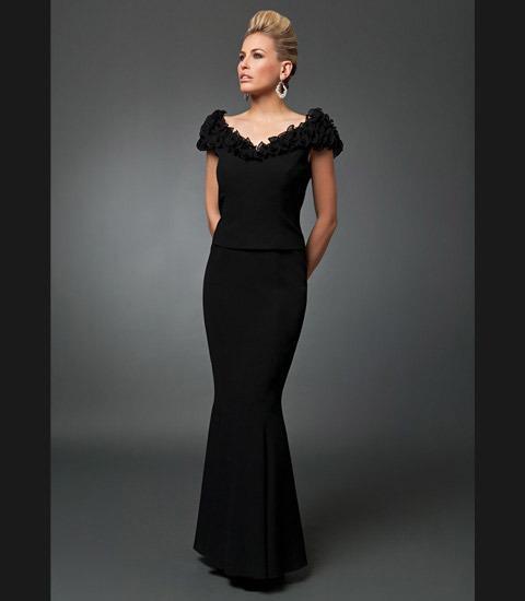 Daymor Couture Ruffled V-Neck Trumpet Dress 2003 - 1 pc Teal Blue In Size 14 Available