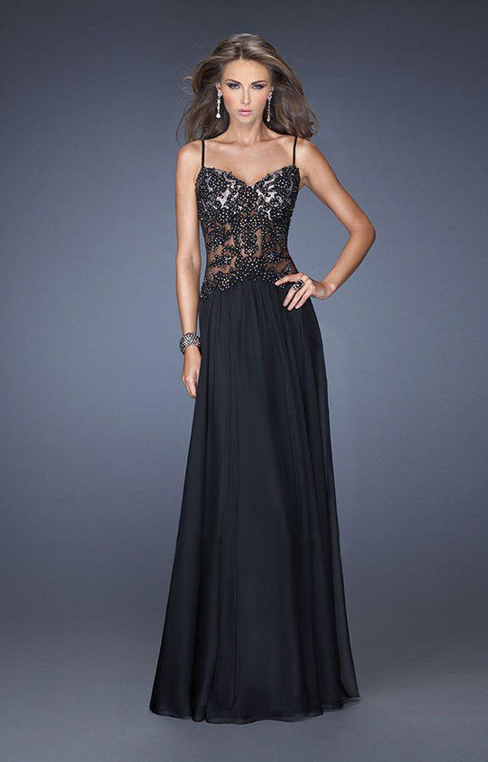 La Femme - 20031 Embellished Sweetheart A-line Dress In Black