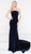 Colors Dress - 2005 Strapless Velvet Sheath Dress With Train in Blue