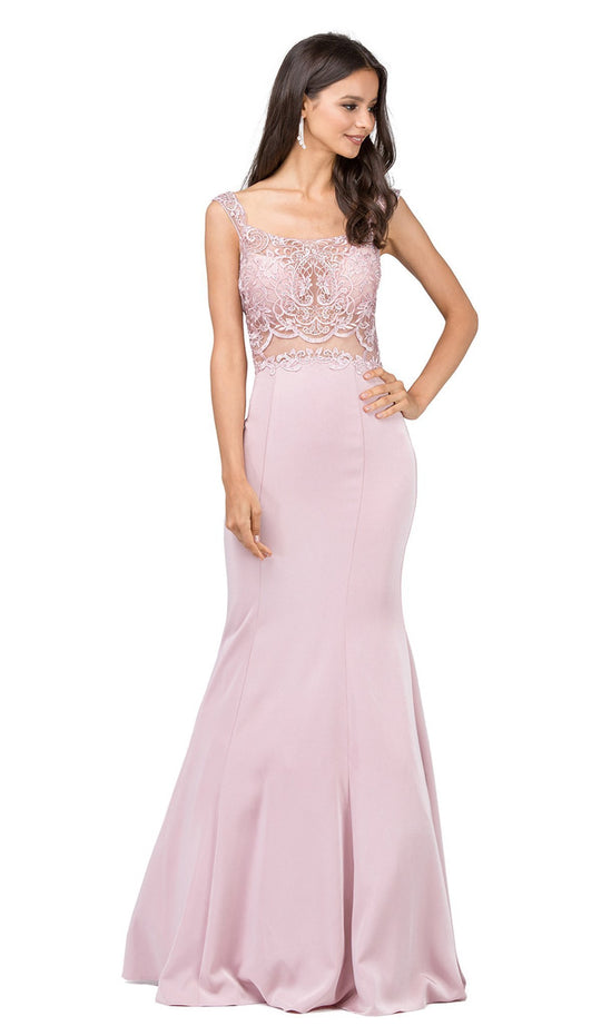 Dancing Queen - 2006 Embroidered Sheer Mermaid Prom Dress in Pink