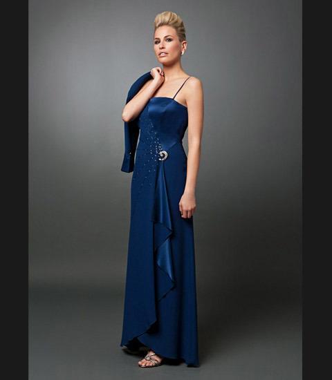 Daymor Couture - Two-Piece A-Line Dress with Matching Bolero 702006 In Blue and Green