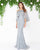 Mac Duggal - 20072D Illusion Lace Overlay Cape Gown In Gray