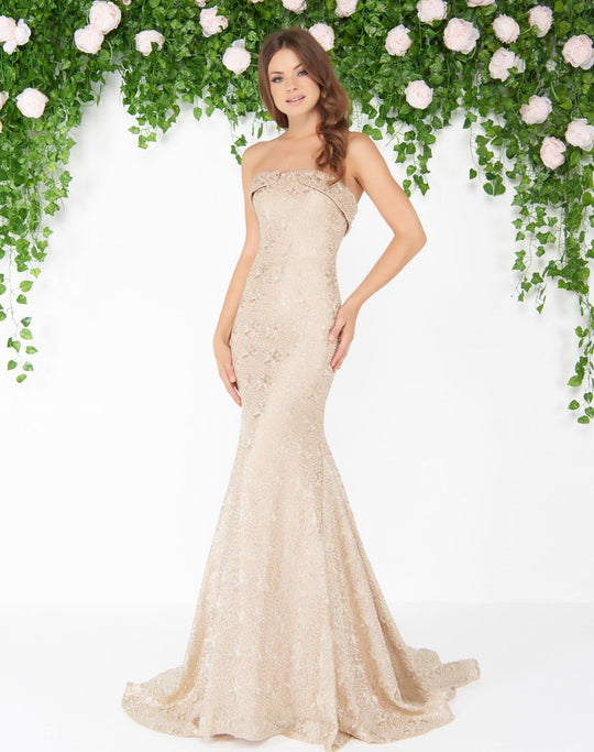Mac Duggal - 20084D Strapless Lace Mermaid Gown In Gold