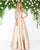 Mac Duggal - 20086D Floral Embroidered Metallic Gown In Pink and Gold