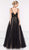 Colors Dress - 2009 Sleeveless Deep V-neck Dotted Ballgown in Black and Neutral