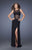La Femme - 20093 Sleeveless Bandeau Gown with Slit In Black