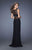 La Femme - 20093 Sleeveless Bandeau Gown with Slit In Black