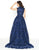 Mac Duggal - 20098R Lace High Neck Sheath Dress With Overskirt in Blue