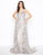 Mac Duggal - 20099D Beaded V-Neck Gown with Overlay in Silver