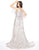 Mac Duggal - 20099D Beaded V-Neck Gown with Overlay in Silver